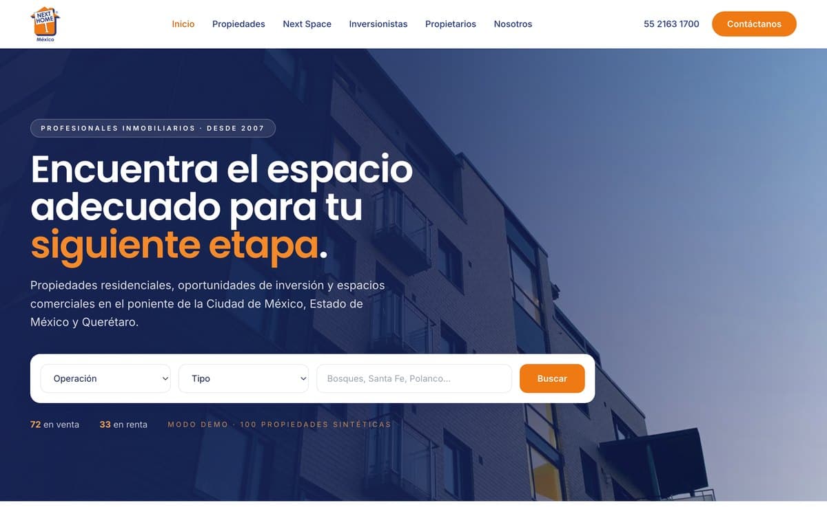 Sitio web de Next Home