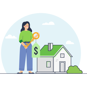Asesora inmobiliaria vendiendo una casa