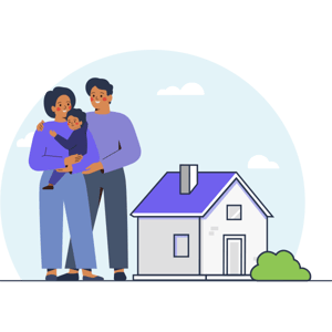 Familia estrenando su nueva casa