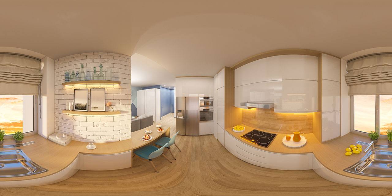 Foto panorámica 360° de una cocina