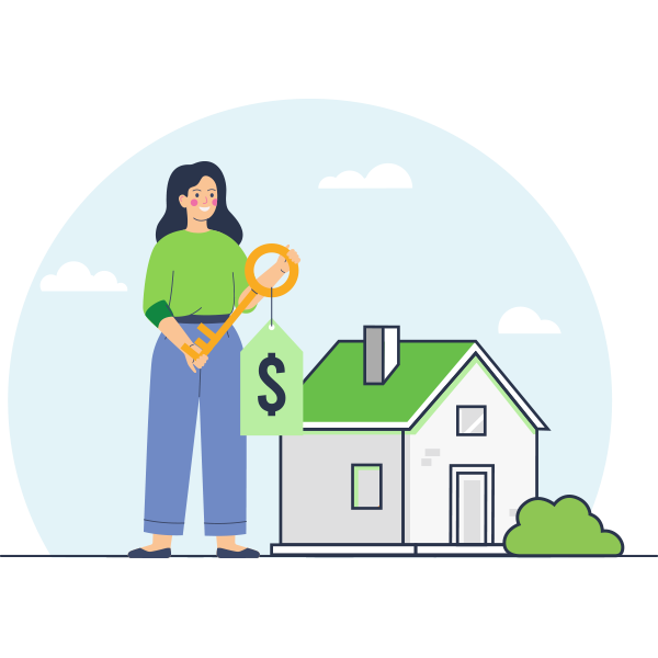 Asesora inmobiliaria vendiendo una casa