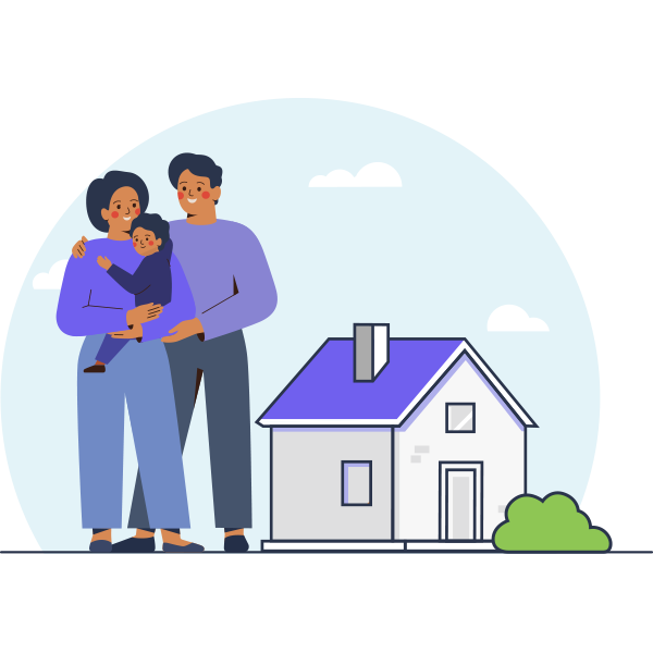 Familia estrenando su nueva casa