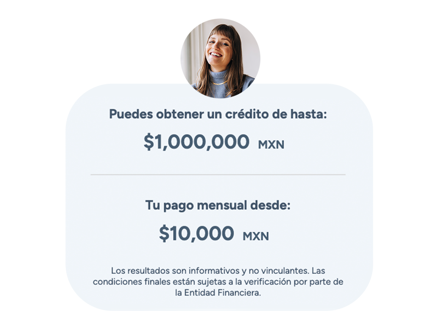 Simulación de precalificación hipotecaria en el CRM NOCNOK mostrando monto máximo de crédito y pago mensual estimado